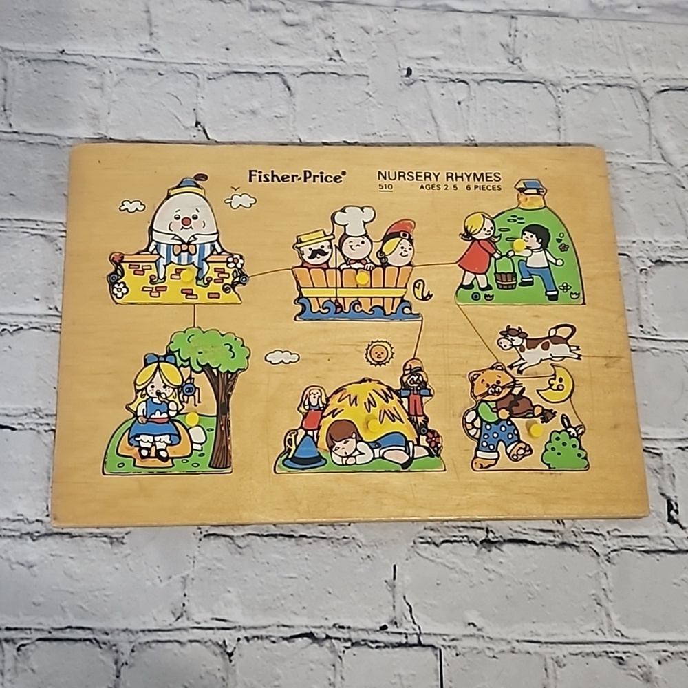 Vintage wooden fisher price nursery rhyme puzzle